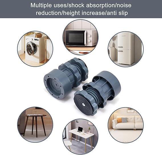 Drizop Washing Machine Vibration Pads Adjustable Dryer Shock Noise Cancelling Pads Anti Vibration Pads for Washing Machine Support Height Adjustment Feet for Refrigerators 4 Pcs Set - Image 3