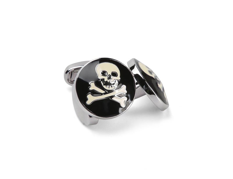 Cufflinks Unique Round Bone and Skull Engraved Cuffs Tuxedo Shirt Silver Cuff Link for Men boys