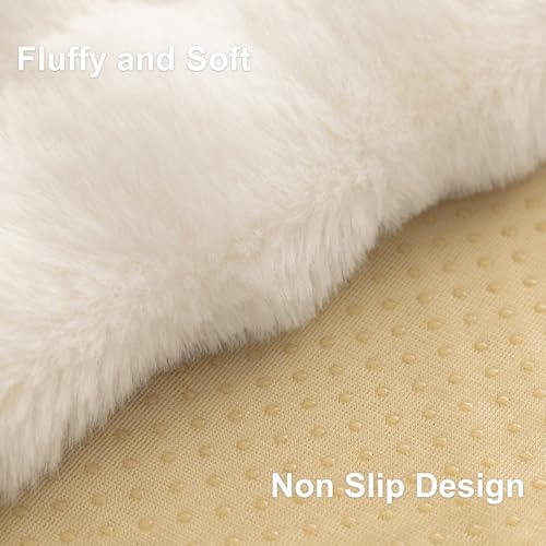 Aucrovee Soft Plush Faux Fur Couch Cover, Thick Warm Fuzzy Sectional Sofa Covers for 3 Cushion Couch Sofa L Sharped Sofa Non Slip Slipcover, Furniture Protector Covers for Pets(1 PCS 36"x36" White) - Image 4