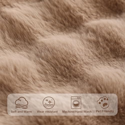 Aucrovee Soft Plush Faux Fur Couch Cover, Thick Warm Fuzzy Sectional Sofa Covers for 3 Cushion Couch Sofa L Sharped Sofa Non Slip Slipcover, Furniture Protector Covers for Pets(1 PCS 36"x36" White) - Image 5