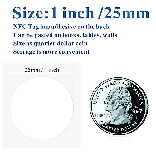 Timeskey NFC 55pcs MF Classic 1k NFC Tag Stickers 13.56mhz RFID Sticker iso 14443a MF 1k S50 RFID Sticker Self-Adhesive 1 inch Round - Image 2