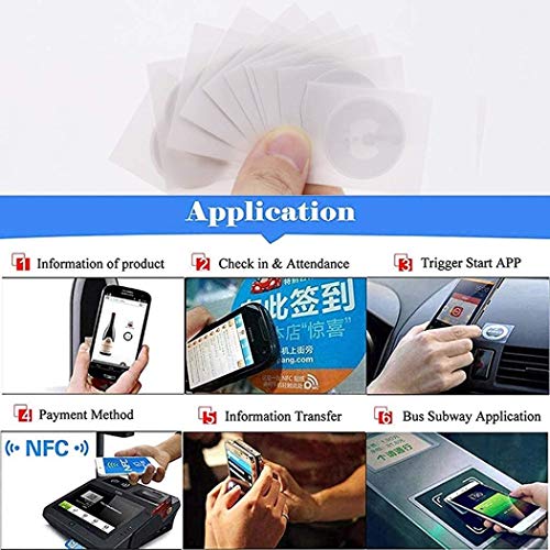 Timeskey NFC 55pcs MF Classic 1k NFC Tag Stickers 13.56mhz RFID Sticker iso 14443a MF 1k S50 RFID Sticker Self-Adhesive 1 inch Round - Image 5