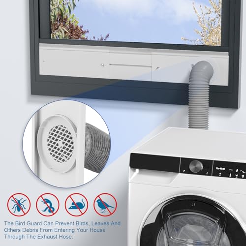 PURTEERY Dryer Vent Window Kit, Window Duct Kit with Hose Adjustable Dryer Vent Seal Panels Fits 4” Inline Fans, Universal Seal for Sliding Windows, Compatible with AC, Dryers, Duct Fans - Image 4