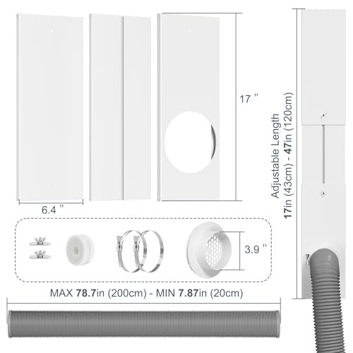 PURTEERY Dryer Vent Window Kit, Window Duct Kit with Hose Adjustable Dryer Vent Seal Panels Fits 4” Inline Fans, Universal Seal for Sliding Windows, Compatible with AC, Dryers, Duct Fans - Image 2