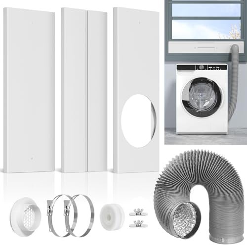 PURTEERY Dryer Vent Window Kit, Window Duct Kit with Hose Adjustable Dryer Vent Seal Panels Fits 4” Inline Fans, Universal Seal for Sliding Windows, Compatible with AC, Dryers, Duct Fans - Image 1