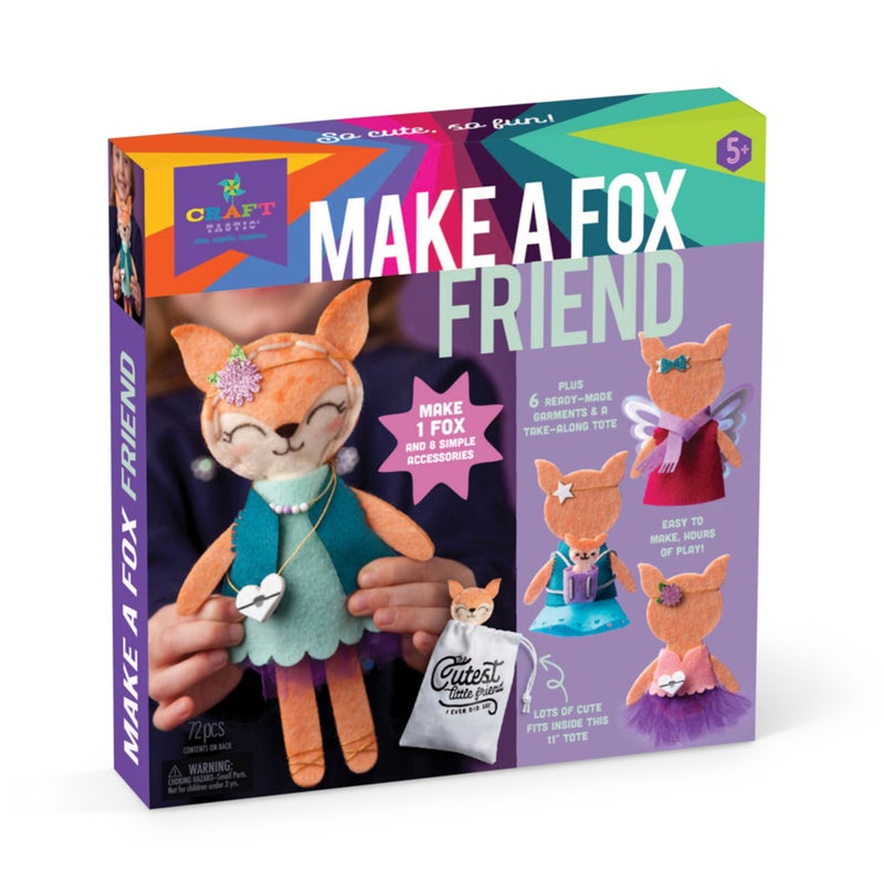 Crafttastic Make a Fox Friend Craft Kit Learn to Make 1 EasytoSew Stuffie with Clothes Accessories