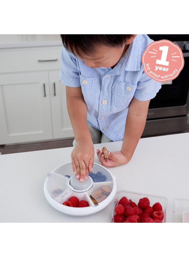 GOBE Gobe Kids Snack Spinner With Name Stickers - Reusable Snack Container With 5 Compartment Dispenser And Lid   Bpa And Pvc Free   Dishwasher Safe   No Spill  Leakproof   For Toddlers - Image 3