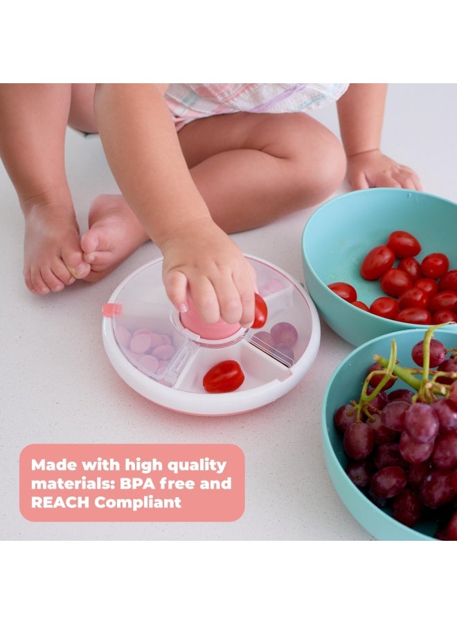 GOBE Gobe Kids Snack Spinner With Name Stickers - Reusable Snack Container With 5 Compartment Dispenser And Lid   Bpa And Pvc Free   Dishwasher Safe   No Spill  Leakproof   For Toddlers - Image 4