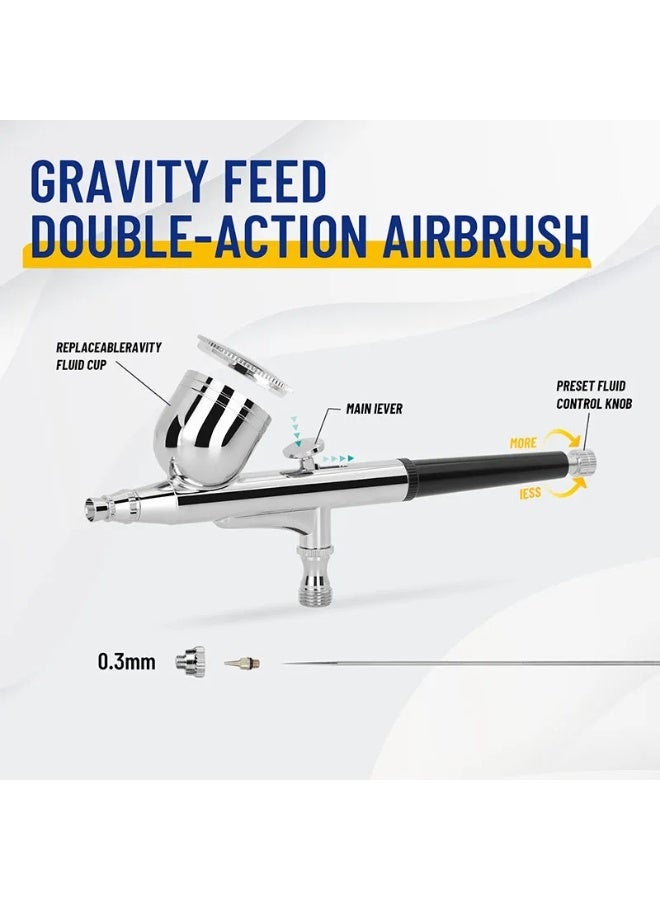 فينجدا إيربرش 0.3 مم، تغذية علوية، دوال أكشن قابل للتعديل، طقم مسدس رش ألوان. - Image 3