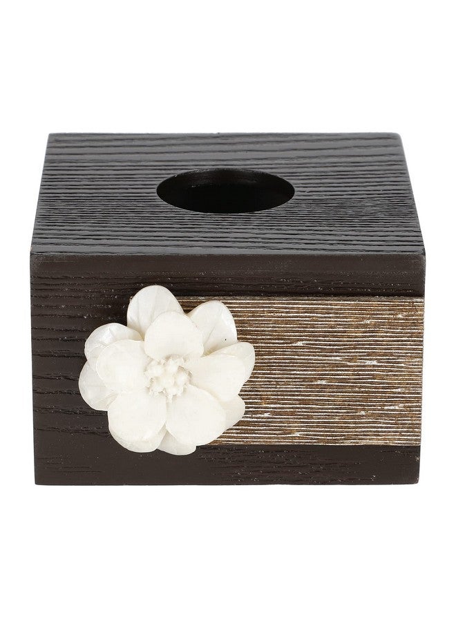 COCKTAIL Decorative Wooden MDF Square Tissue Box Holder|Facial Tissue Paper Cover|Dispenser for Car, Bathroom, Home, Office |Napkin Holder| Slide Out Bottom, Refillable, Brown (R-Flower) - Image 2