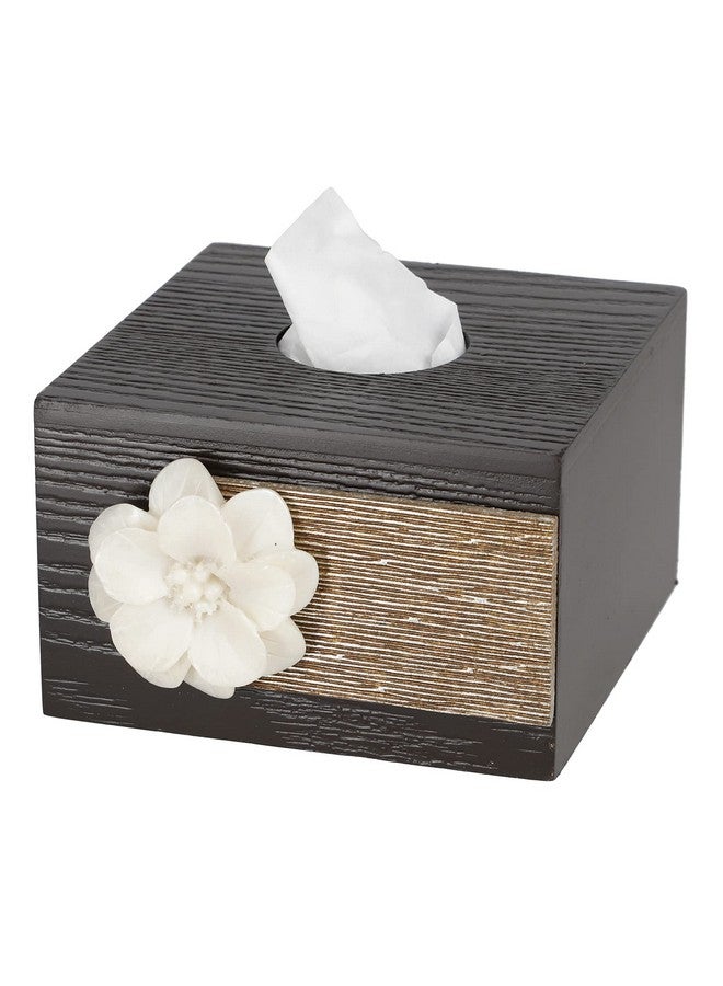 COCKTAIL Decorative Wooden MDF Square Tissue Box Holder|Facial Tissue Paper Cover|Dispenser for Car, Bathroom, Home, Office |Napkin Holder| Slide Out Bottom, Refillable, Brown (R-Flower) - Image 3