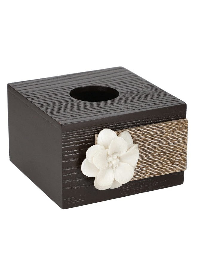 COCKTAIL Decorative Wooden MDF Square Tissue Box Holder|Facial Tissue Paper Cover|Dispenser for Car, Bathroom, Home, Office |Napkin Holder| Slide Out Bottom, Refillable, Brown (R-Flower) - Image 4