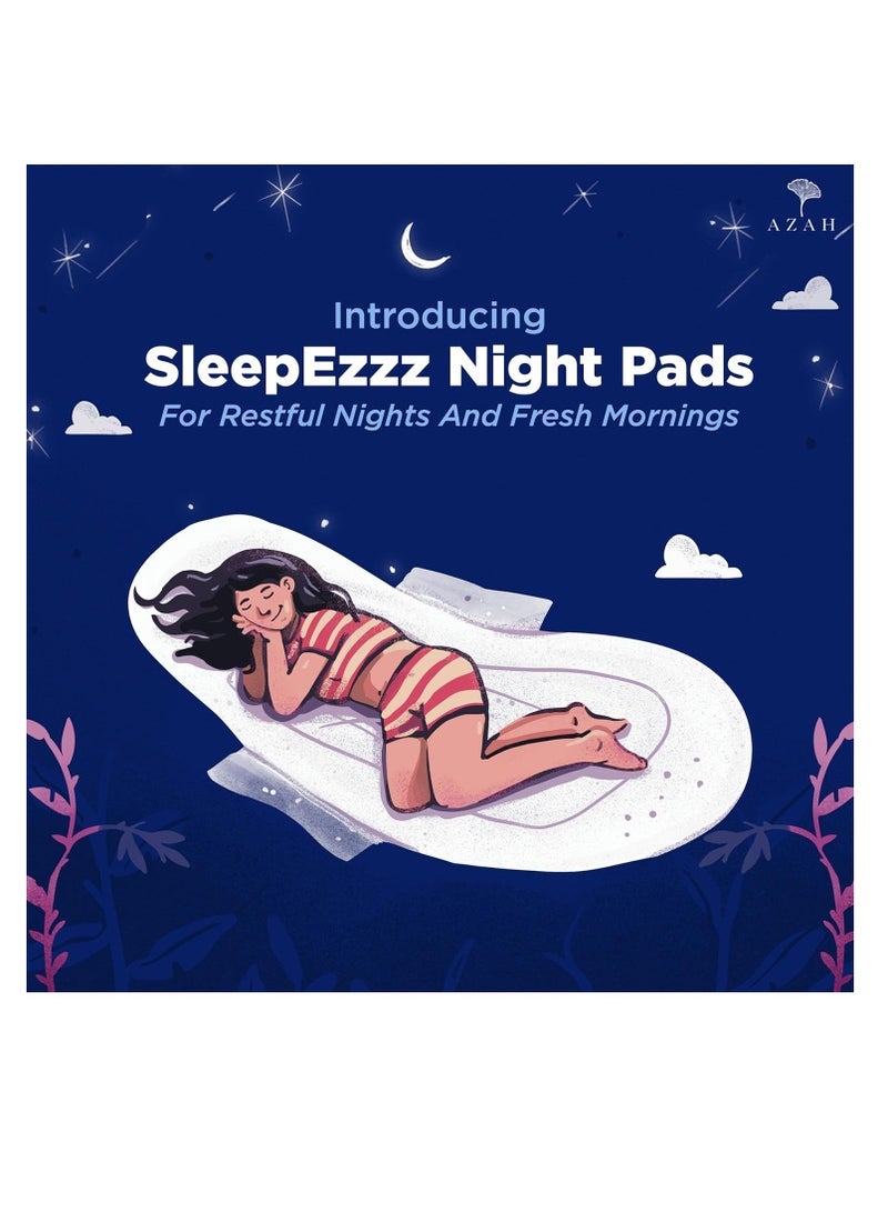 عزة Azah XL+ مناديل صحية للنساء [عبوة من 10] | وسادات ليلية كبيرة مقاس 312 مم | كوتوني فوط صحية ناعمة للنساء | فوط XL+ للنساء | دليل على التسرب للحماية طوال الليل | ظهر طويل وعريض للغاية - Image 2