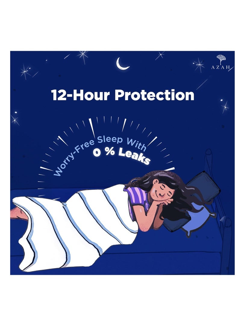 عزة Azah XL+ مناديل صحية للنساء [عبوة من 10] | وسادات ليلية كبيرة مقاس 312 مم | كوتوني فوط صحية ناعمة للنساء | فوط XL+ للنساء | دليل على التسرب للحماية طوال الليل | ظهر طويل وعريض للغاية - Image 3