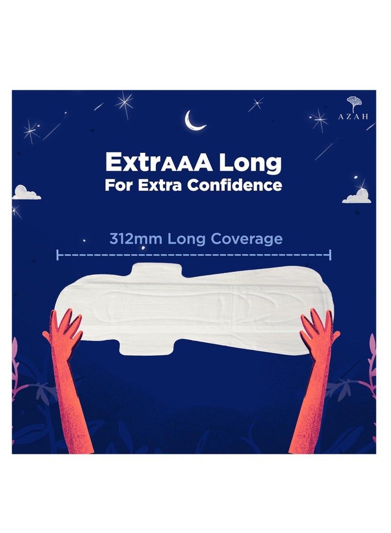 عزة Azah XL+ مناديل صحية للنساء [عبوة من 10] | وسادات ليلية كبيرة مقاس 312 مم | كوتوني فوط صحية ناعمة للنساء | فوط XL+ للنساء | دليل على التسرب للحماية طوال الليل | ظهر طويل وعريض للغاية - Image 5
