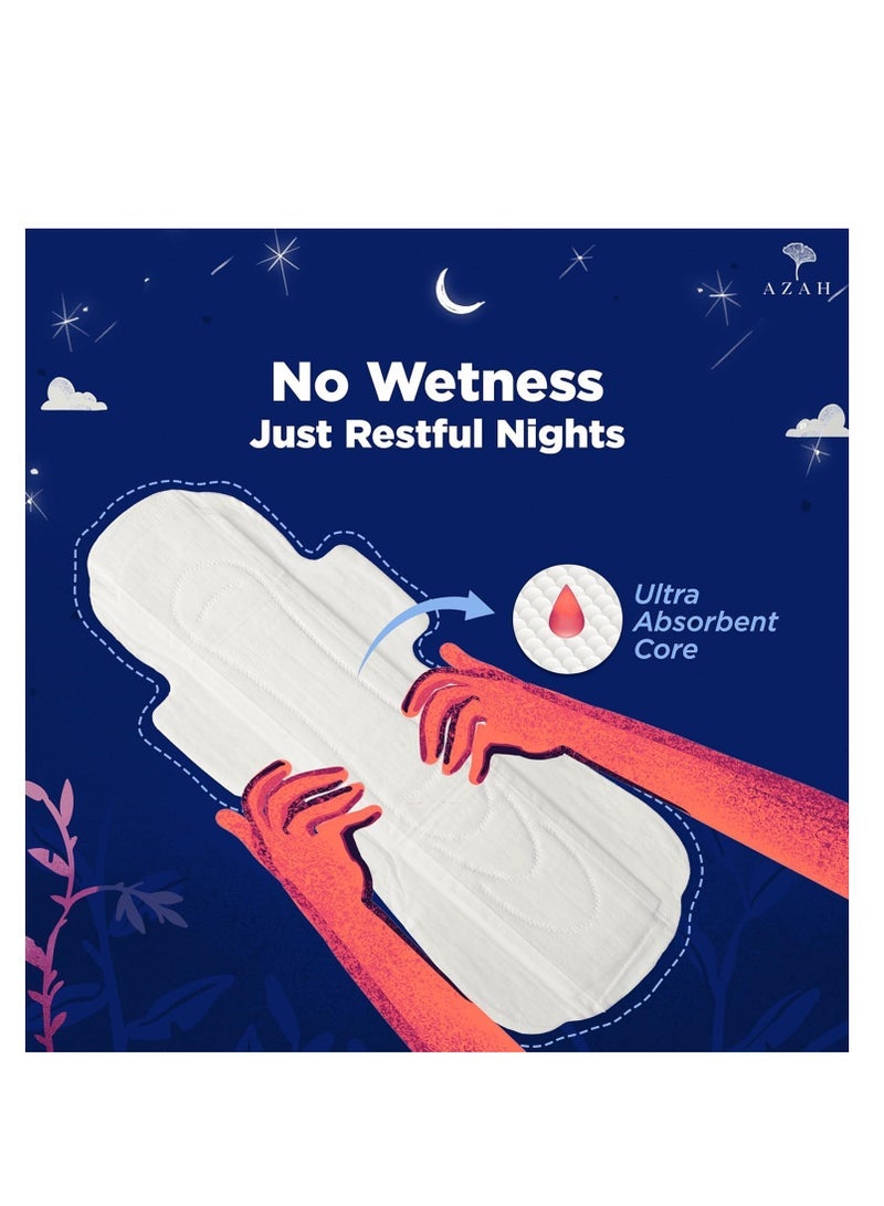 عزة Azah XL+ مناديل صحية للنساء [عبوة من 10] | وسادات ليلية كبيرة مقاس 312 مم | كوتوني فوط صحية ناعمة للنساء | فوط XL+ للنساء | دليل على التسرب للحماية طوال الليل | ظهر طويل وعريض للغاية - Image 4