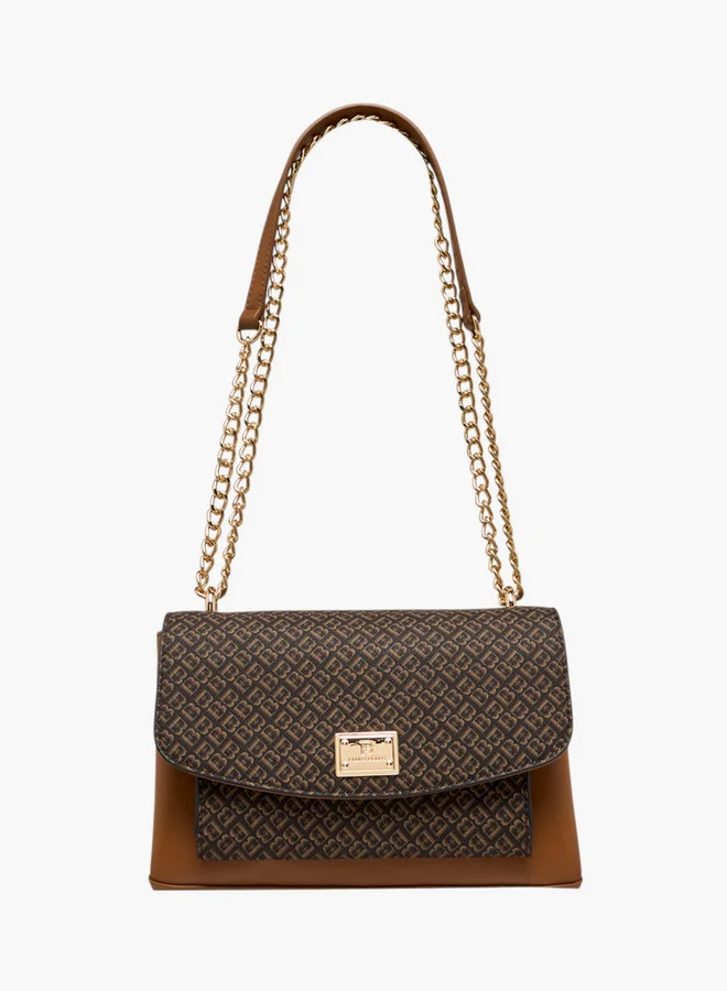 فلورا بيلا من شو إكسبرس Women Monogram Print Crossbody Bag with Chain Strap and Flap Closure