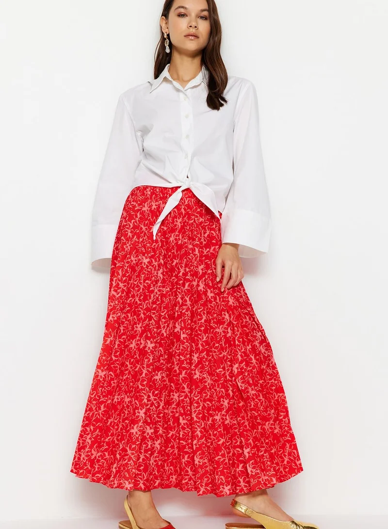trendyol Floral Print Pleated Skirt