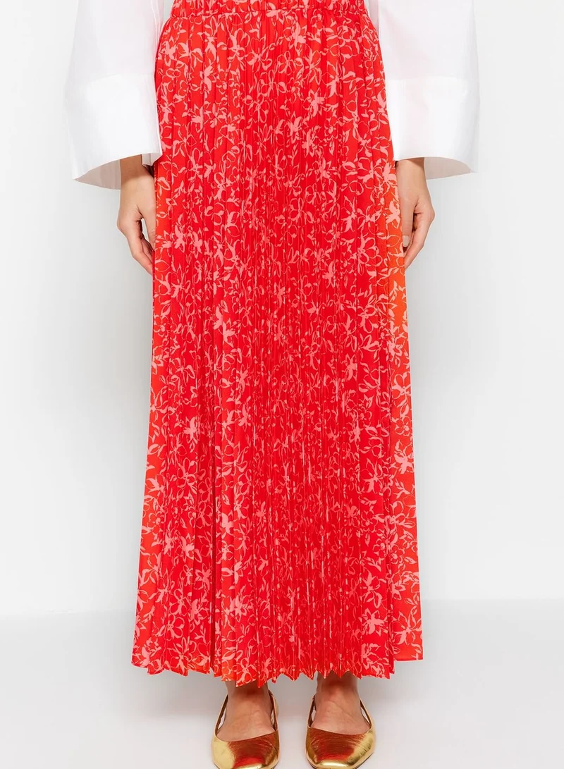 trendyol Floral Print Pleated Skirt