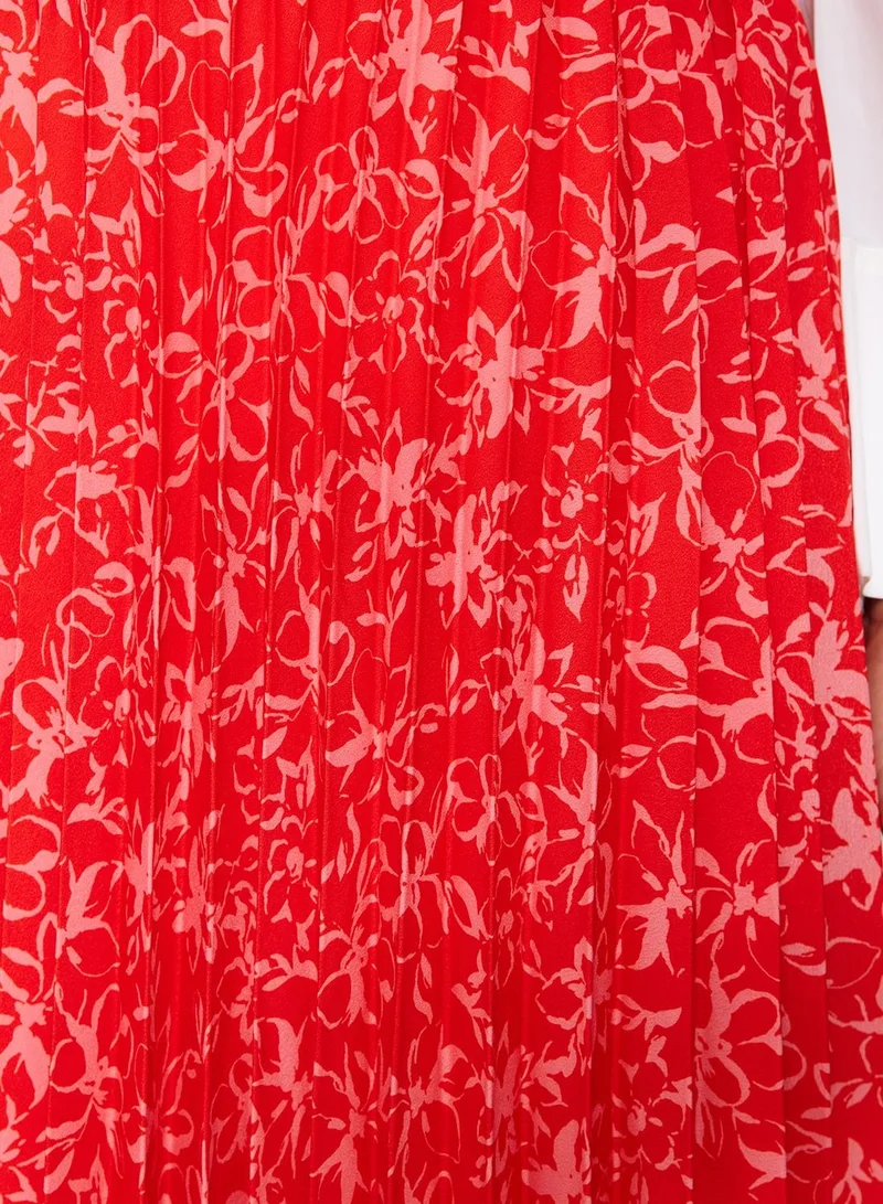 trendyol Floral Print Pleated Skirt