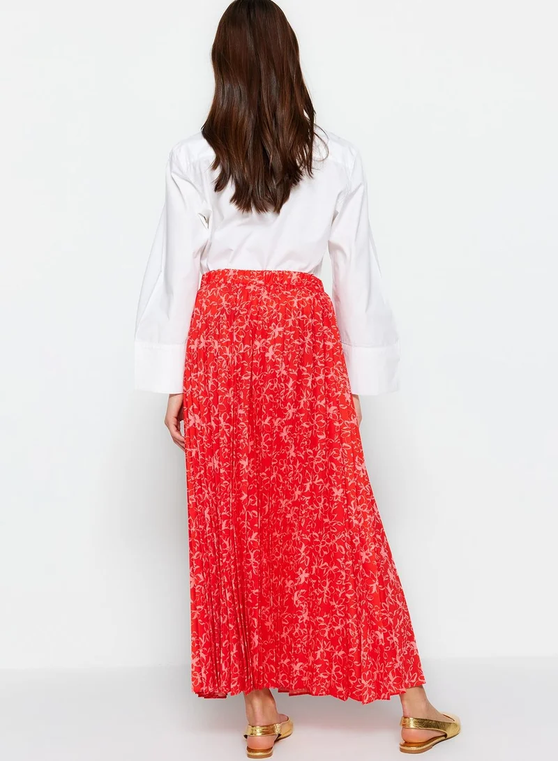 trendyol Floral Print Pleated Skirt