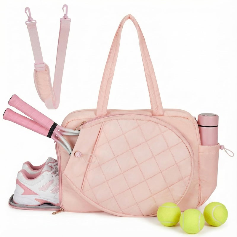 YEEGO DIRECT Tennis Bag for Women, Multi-Functional Tote & Sling Bag with Shoe Compartment & Wet Pocket, Fits 2 Rackets (27"), Pickleball Paddles, Large Capacity Duffle Bag for Gym Work Travel (Pink) - Image 1