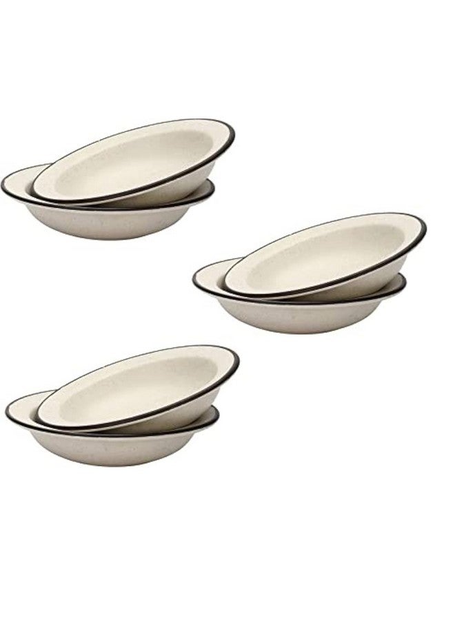 VolCraft™ Ceramic Hand-Painted Deep Pasta Plate| Soup Plate | Snack Plate | Size 7 inch |Microwave Safe, Oven Safe |Set of 6 Plates(White Marble Matte) - Image 1
