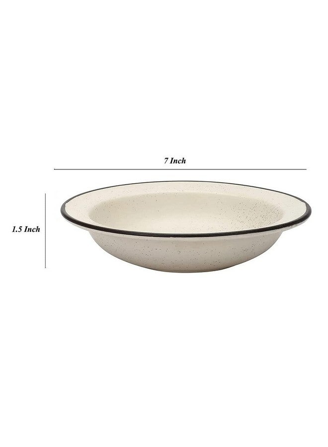 VolCraft™ Ceramic Hand-Painted Deep Pasta Plate| Soup Plate | Snack Plate | Size 7 inch |Microwave Safe, Oven Safe |Set of 6 Plates(White Marble Matte) - Image 3