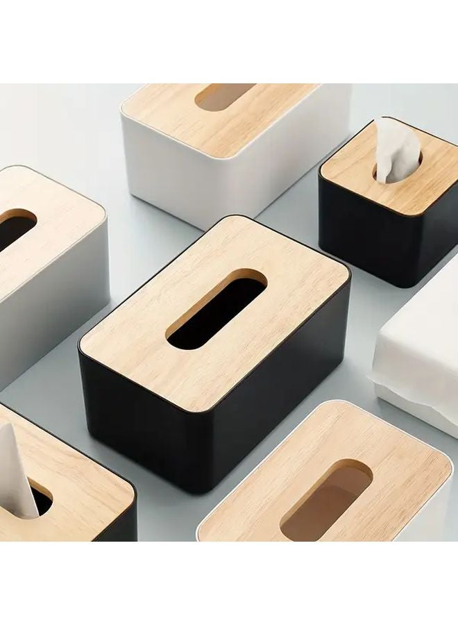 Black Plastic Tissue Box With Lid Rectangular Napkin Holder For Bathroom Kitchen Home Office - Image 3