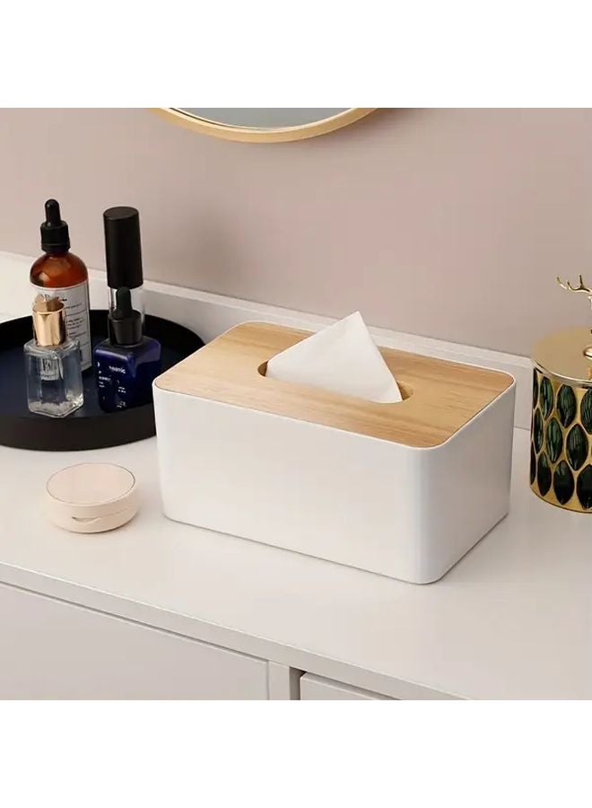 Black Plastic Tissue Box With Lid Rectangular Napkin Holder For Bathroom Kitchen Home Office - Image 4