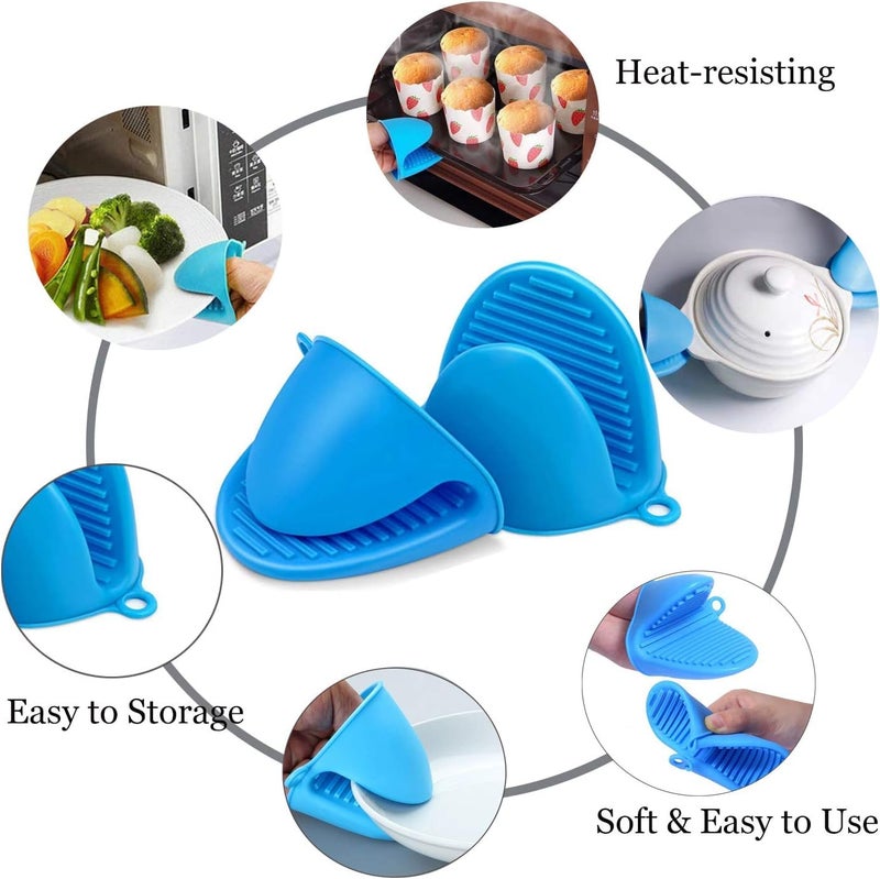 SYGA Set of 2 Silicone Pinch Grip Mitten Oven Mitt Gripper Grip Kitchen Potholder Utensil Tool, Blue - 2 Pcs - Image 3