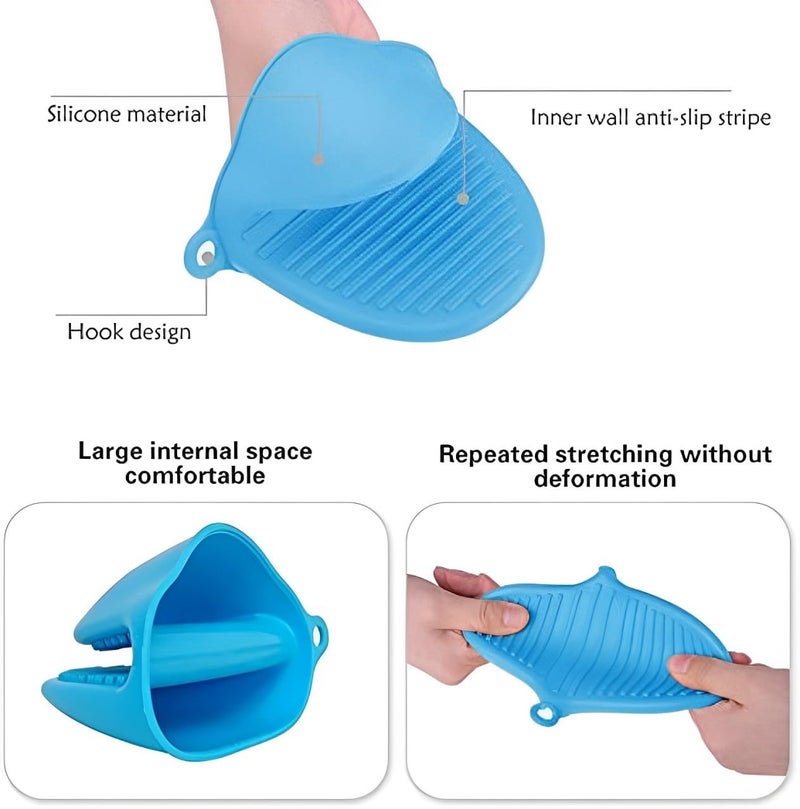 SYGA Set of 2 Silicone Pinch Grip Mitten Oven Mitt Gripper Grip Kitchen Potholder Utensil Tool, Blue - 2 Pcs - Image 4
