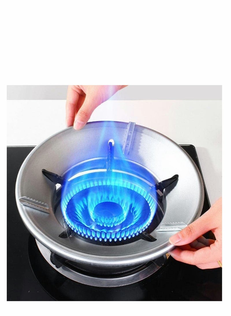 Barakah غطاء موقد الغاز لجمع النار موفر للطاقة قاعدة دائرية حامل مقلاة مقاوم للرياح دعم مقلاة قاعدة للموقد الغازي أربعة ثقوب (2 قطع) - Image 2