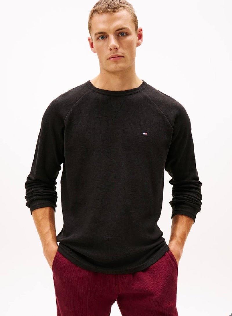 TOMMY HILFIGER Waffle Texture Long Sleeves T-Shirt - Image 1