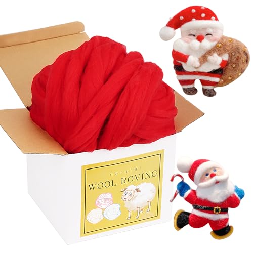 QMNNMA Wool Roving Bulk  882oz Super Wool Chunky Yarn Wool Roving Top for Needle Felting Soft Felting Wool Supplies for Hand Spinning Blending Weaving and DIY Craft 