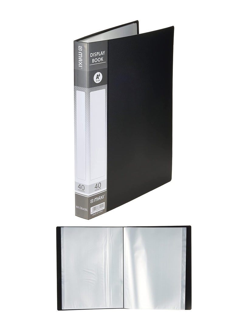 Maxi 1-Piece Display Book 40 Pockets Black Cover  - Image 1