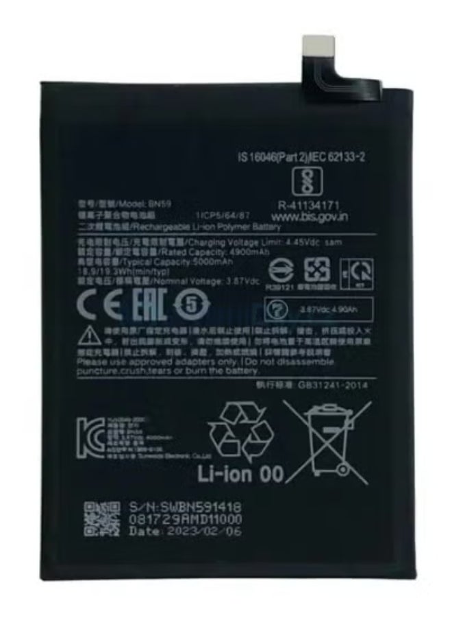 ELTRAZONE Battery BN59 for Xiaomi Redmi Note 10 4G, Note 10S, Redmi 10 2022, Poco M5s | 5000mAh High-Quality Replacement Li-ion Battery for Long-Lasting Power | Reliable, Safe, and Easy-to-Install Replacement Battery for Xiaomi Devices - Image 1