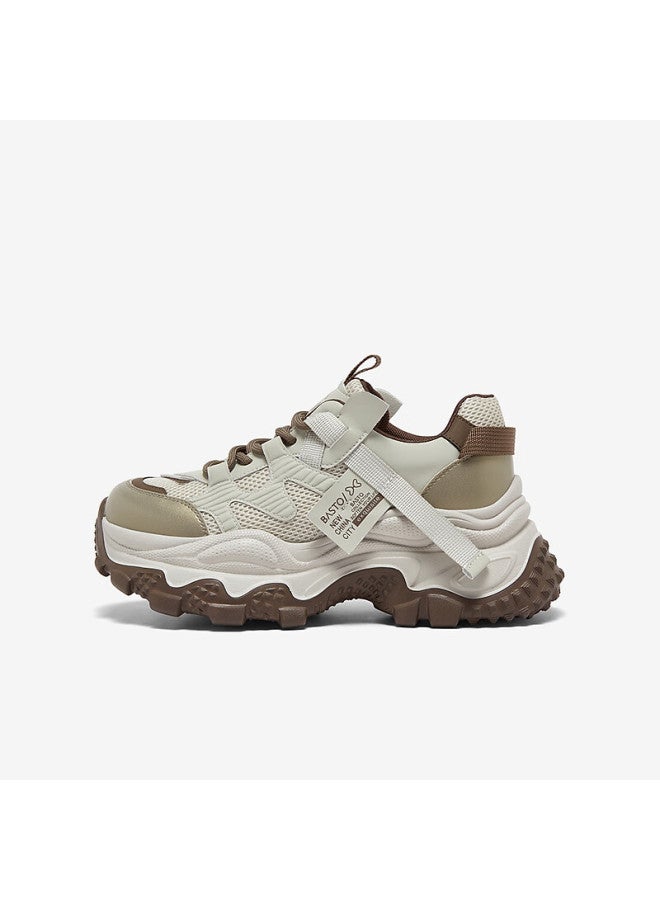 Basto 26 Spring Dad Sneakers Fashion Thick Sole Height Increasing Women's Casual Shoes B6091am6 Gray/khaki/brown Size 37 - Image 1