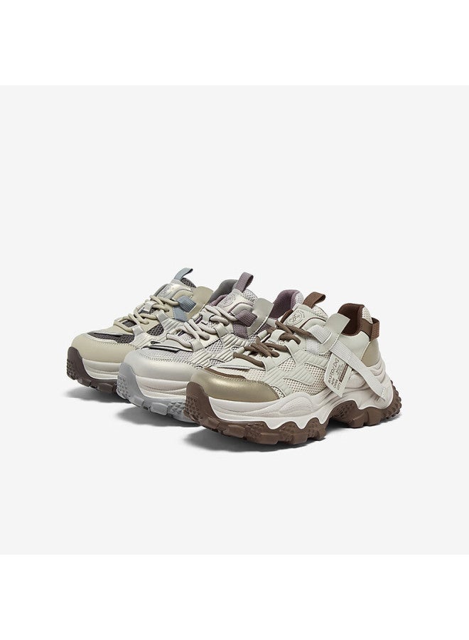 Basto 26 Spring Dad Sneakers Fashion Thick Sole Height Increasing Women's Casual Shoes B6091am6 Gray/khaki/brown Size 37 - Image 4