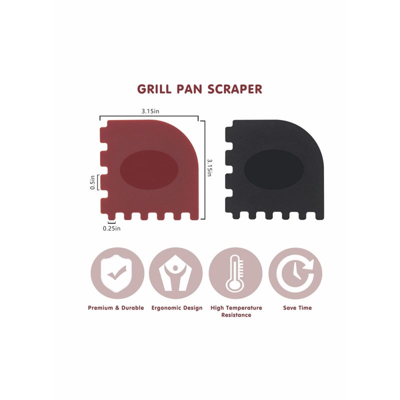 SOLARAE Grill Pan Scraper,  Cast Iron Scraper with Built-in Magnet, Durable Pot Scraper, Pan Scraper Plastic for Cast Iron Skillets, Grill Pan, Griddles and More, Red and Black (4 Pack) - Image 5