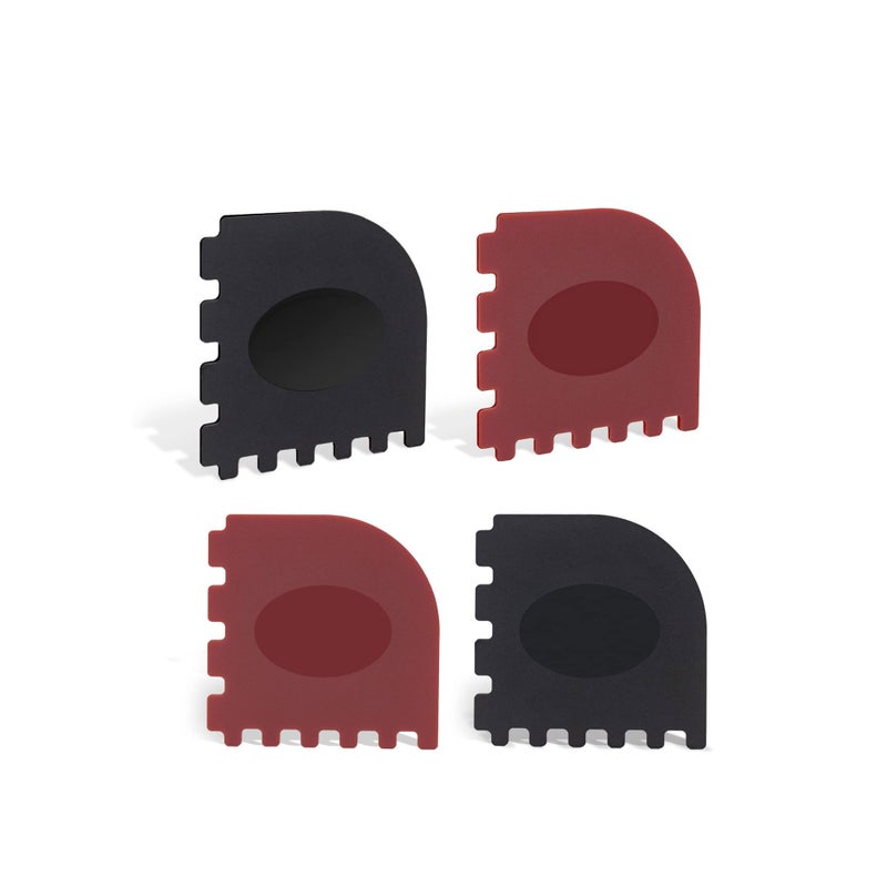 SOLARAE Grill Pan Scraper,  Cast Iron Scraper with Built-in Magnet, Durable Pot Scraper, Pan Scraper Plastic for Cast Iron Skillets, Grill Pan, Griddles and More, Red and Black (4 Pack) - Image 1