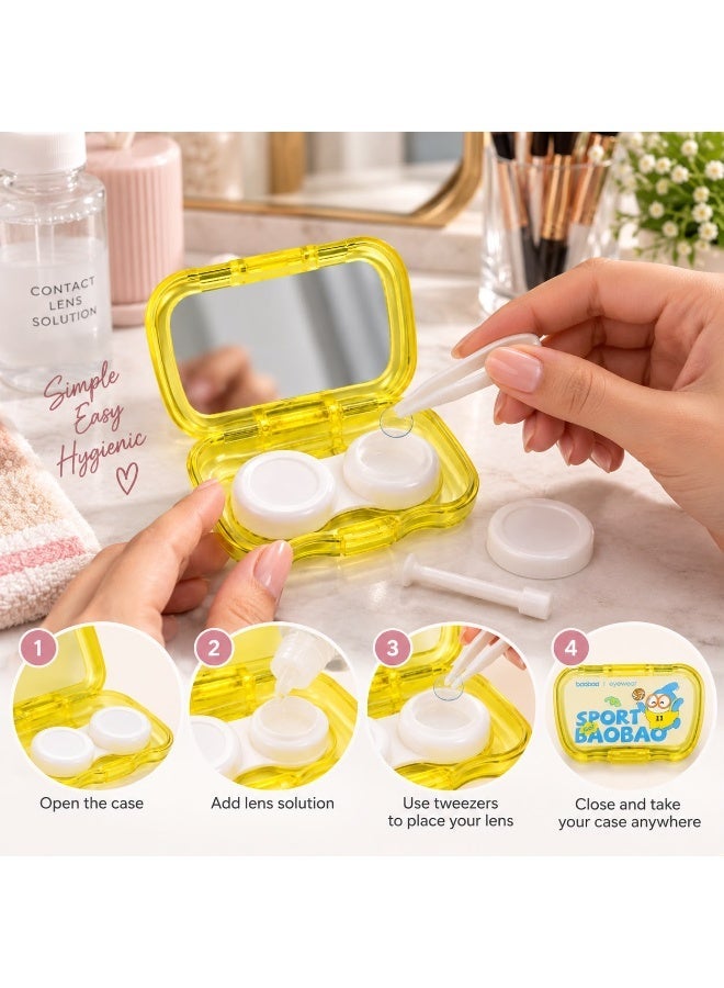علبة سفر صغيرة لطيفة للعدسات اللاصقة بتصميم كرتوني مع ملقط وإكسسوارات، مجموعة محمولة لحفظ العدسات اللاصقة، ألوان متنوعة - Image 2