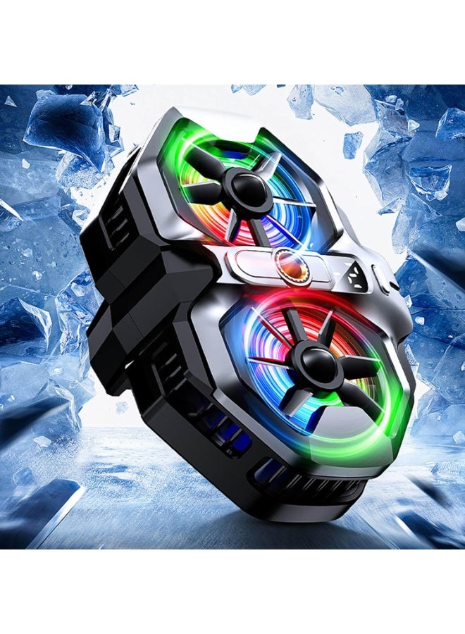 Memo Portable Dual-Fan Phone Cooler with RGB Backlight & Temperature Display | Quiet Aluminum & ABS Cooling System for Gaming & Video Streaming - Image 3