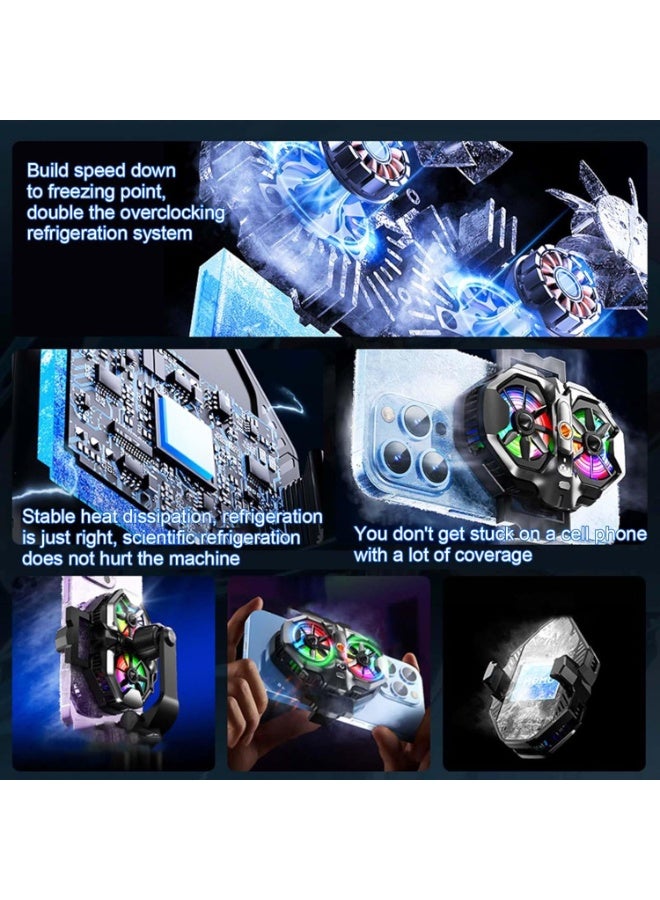 Memo Portable Dual-Fan Phone Cooler with RGB Backlight & Temperature Display | Quiet Aluminum & ABS Cooling System for Gaming & Video Streaming - Image 5