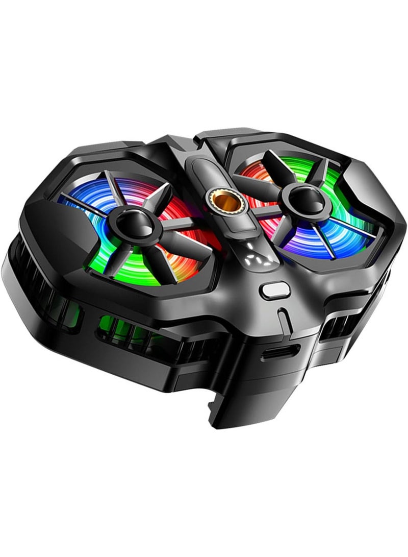 Memo Portable Dual-Fan Phone Cooler with RGB Backlight & Temperature Display | Quiet Aluminum & ABS Cooling System for Gaming & Video Streaming - Image 1