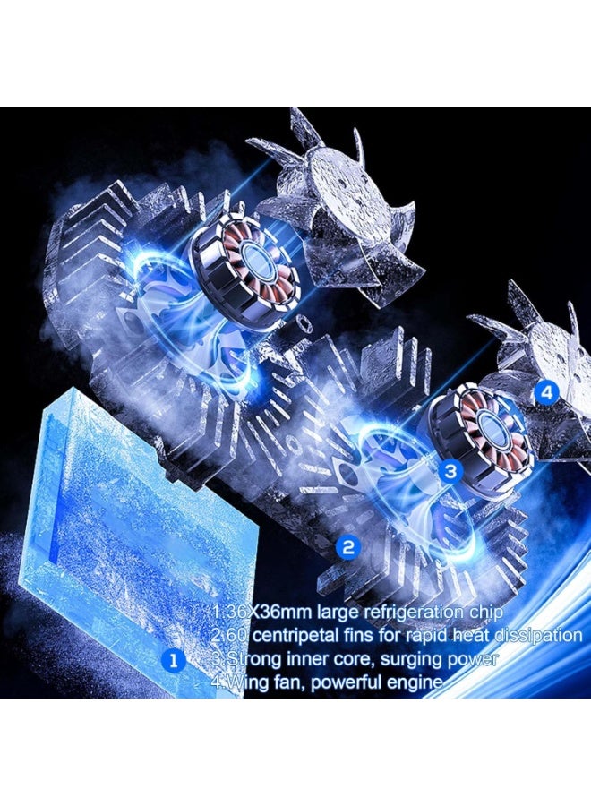 Memo Portable Dual-Fan Phone Cooler with RGB Backlight & Temperature Display | Quiet Aluminum & ABS Cooling System for Gaming & Video Streaming - Image 2