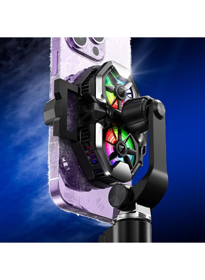 Memo Portable Dual-Fan Phone Cooler with RGB Backlight & Temperature Display | Quiet Aluminum & ABS Cooling System for Gaming & Video Streaming - Image 4