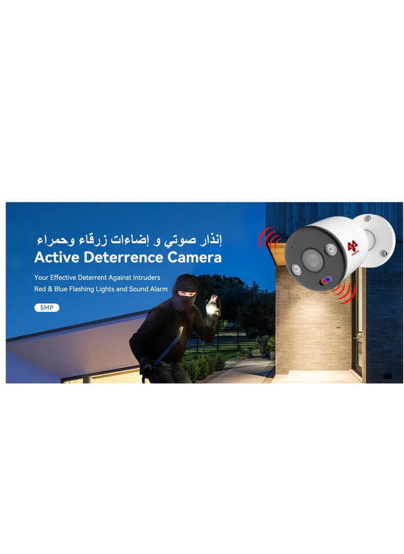 AMS - 4K 8CH Recorder  Security Camera System, 4x Outdoor 4K PoE IP Wired Home Security Cameras with Person Vehicle Pet Detection, Blue & Red Flash Lights, 4K 8CH NVR with 1TB HDD for 24-7 Recording - Image 1