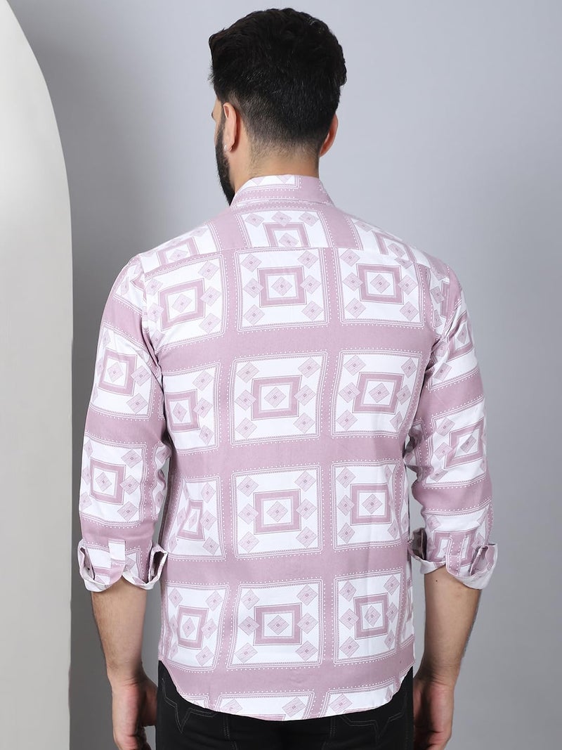 Indian Needle Printed Spread Collar Cotton Casual Shirt for Men - Image 2