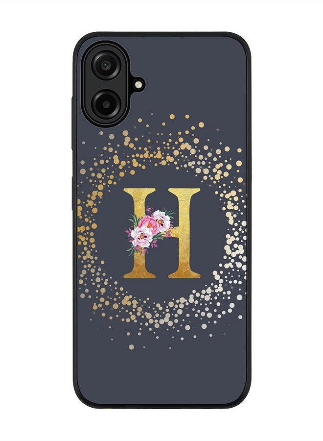 Stylizedd For Samsung Galaxy A07 4G Case,Slim fit Camera Protection, Shockproof Thin Phone cover  - Custom Monogram Floral - H  (Grey )